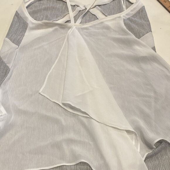 Zara White/Grey Striped Tank Top Waterfall Back small nwot - Picture 8 of 8